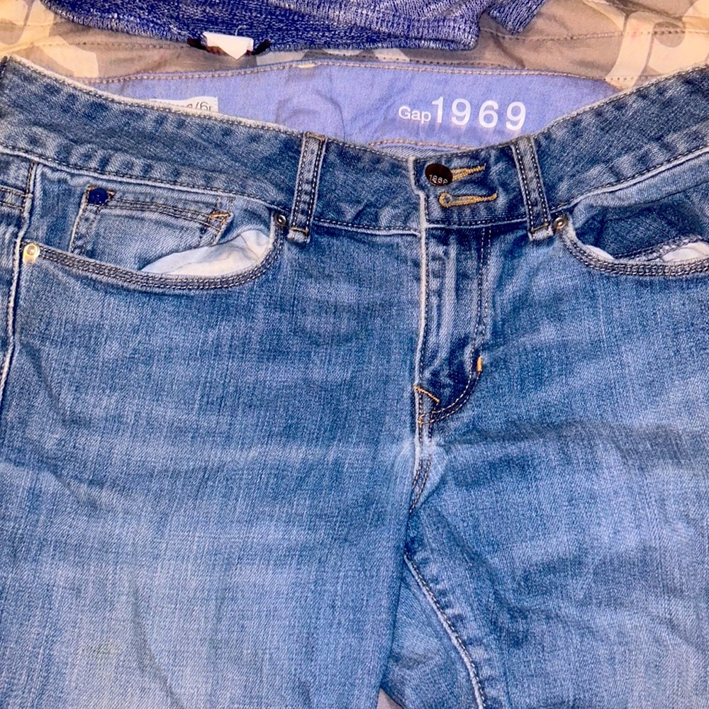 Faded blue jeans
